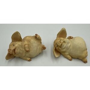 Pair of Tiny 2001‎ Home Interiors PIG TIME LITTLE PIGGY Figurines EUC